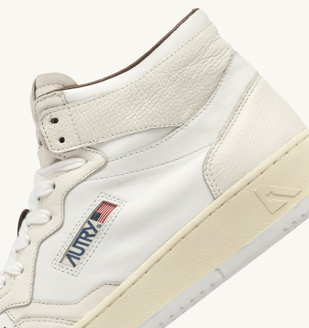 White Autry Medalist Mid Sneakers Leather Neutral-tone Nappa | YGKHFV197