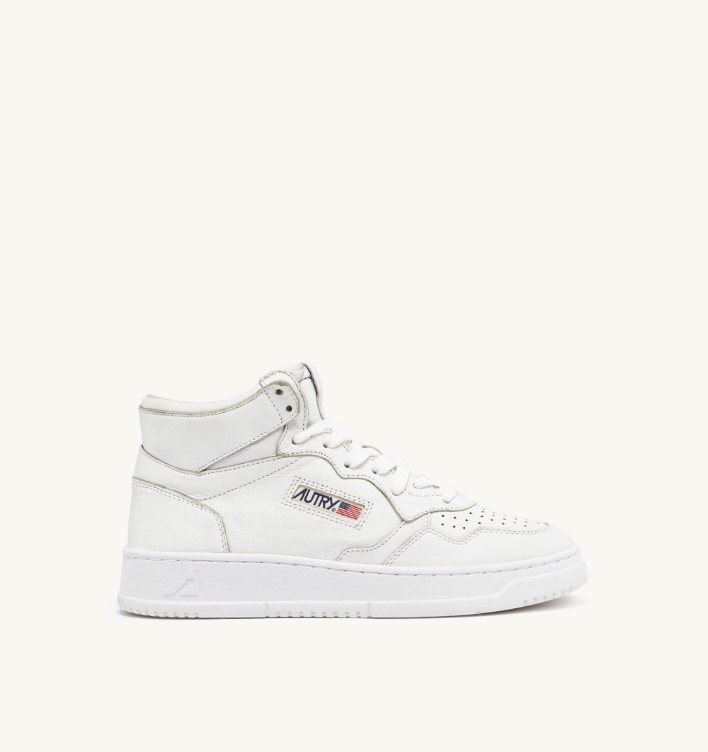 White Autry Medalist Mid Sneakers Napa Leather | XZRDQL492