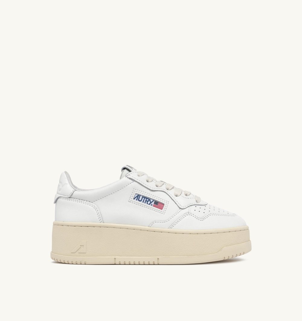 White Autry Medalist Platform Sneakers Leather | SJPVIL132