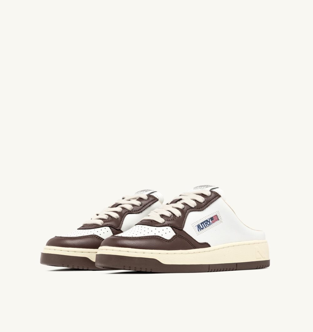 White Autry Medalist Sabot Sneakers Pinecone Leather | TXZCVO186