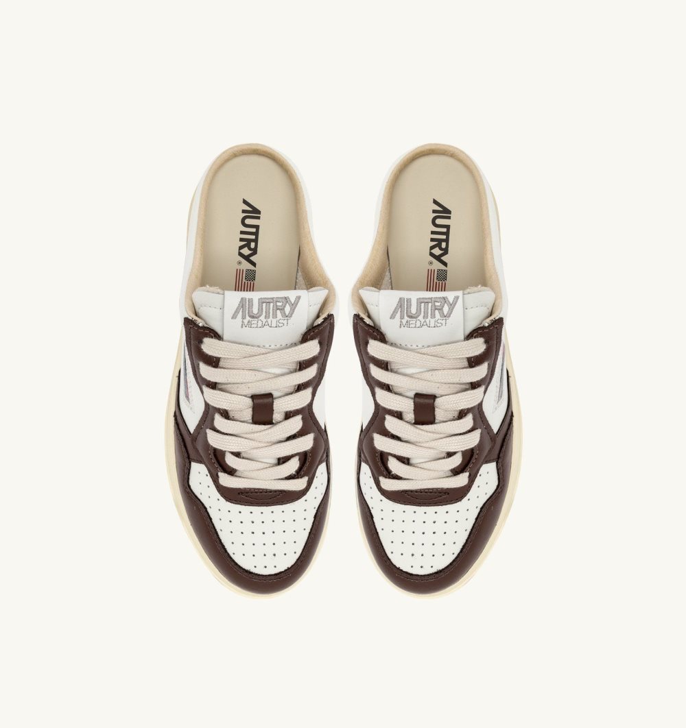 White Autry Medalist Sabot Sneakers Pinecone Leather | VWXAZM298