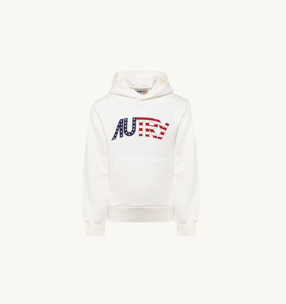 White Autry Sweatshirt Hooded Cotton Jersey | MDKLUF312