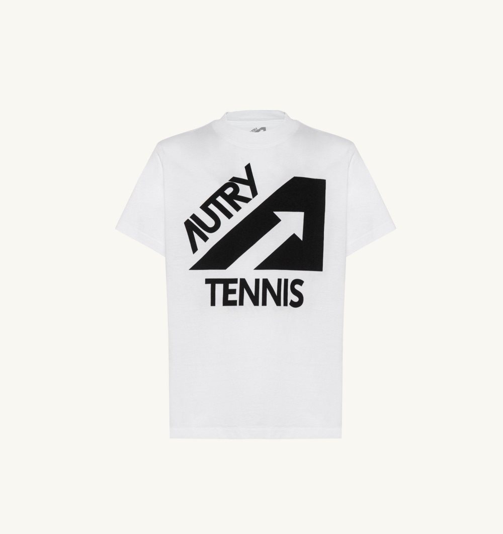 White Autry Tennis T-shirt Cotton Jersey | HRTNAK081