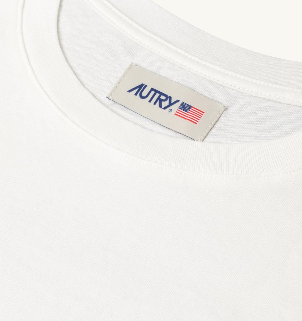 White Autry T-shirt Cotton Printed Logo | XSZQYU218