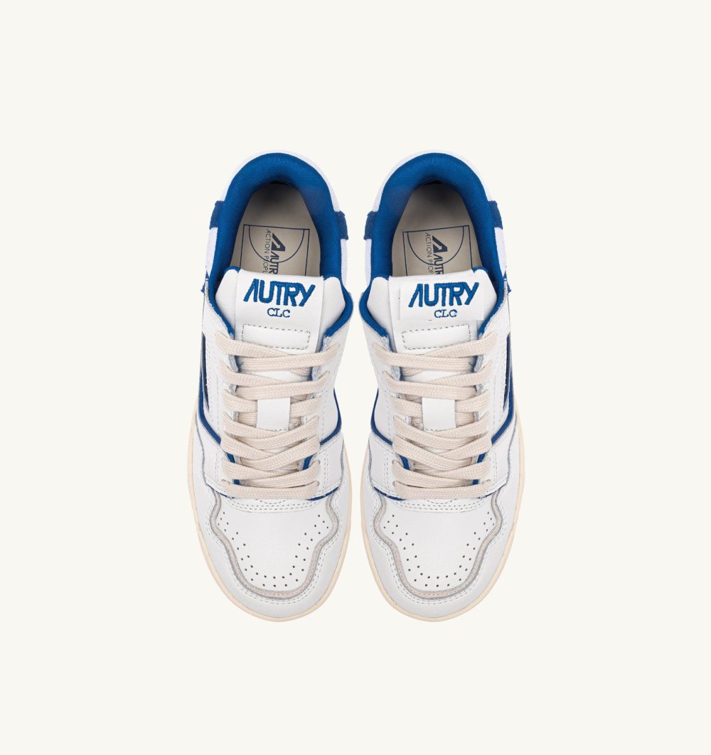 White / Blue Autry Clc Low Sneakers Leather Princess Suede | HUETWY845