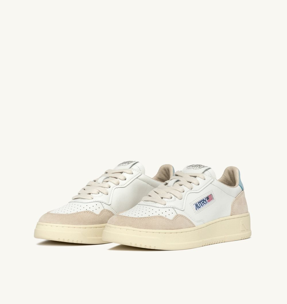 White / Blue Autry Medalist Low Sneakers Suede Leather | IZBGDW873