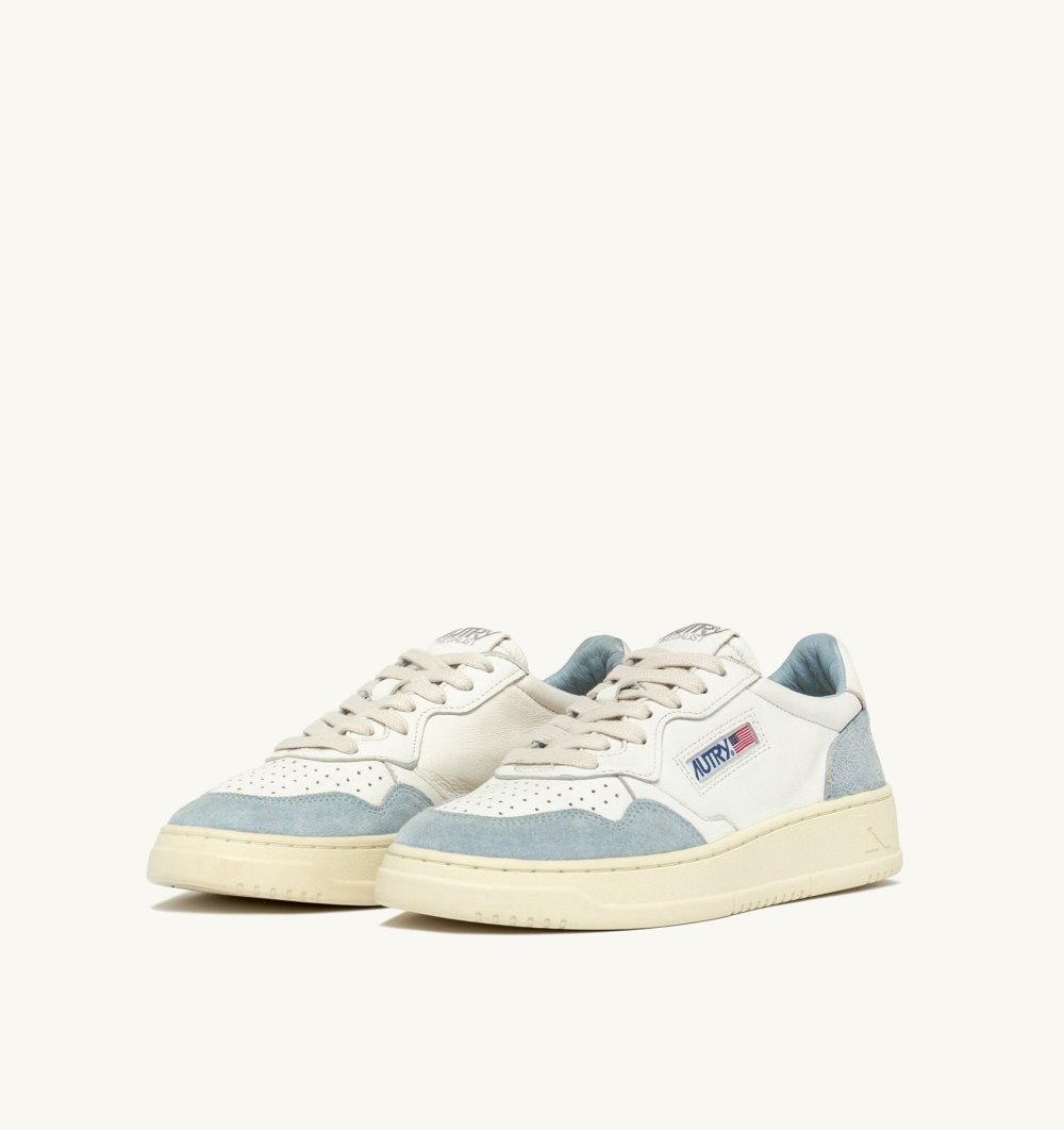 White / Blue Autry Medalist Low Sneakers Goatskin Suede | ZXOACG378