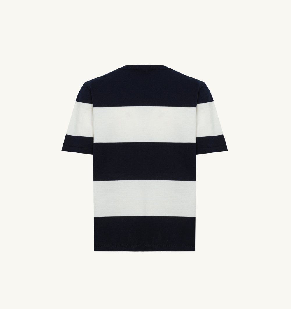 White / Blue Autry Striped Crepe Knit T-shirt | MVPJOK796