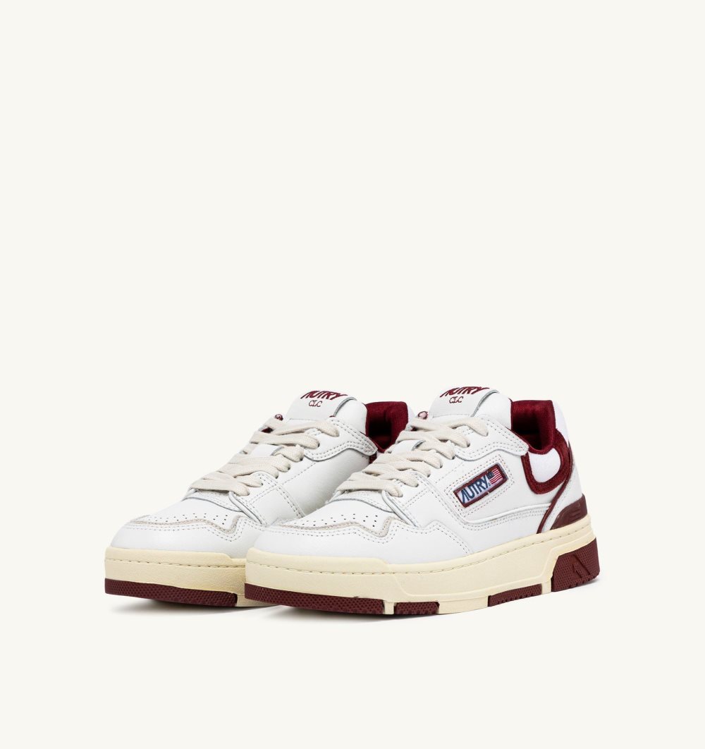 White / Burgundy Autry Clc Sneakers Leather | LBPHTG837