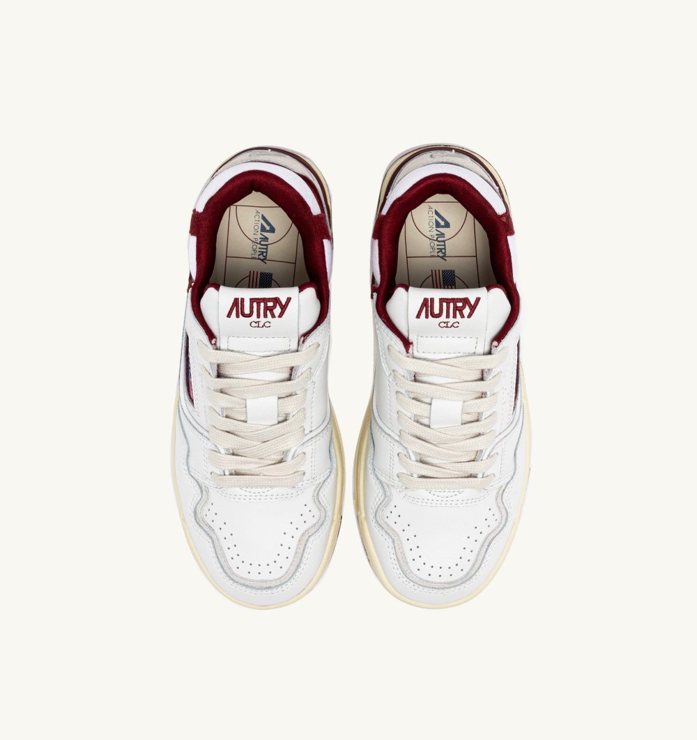 White / Burgundy Autry Clc Sneakers Leather | LBPHTG837