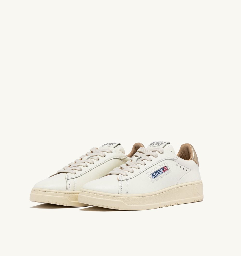 White / Gold Autry Dallas Low Sneakers Leather | HVAUCF970