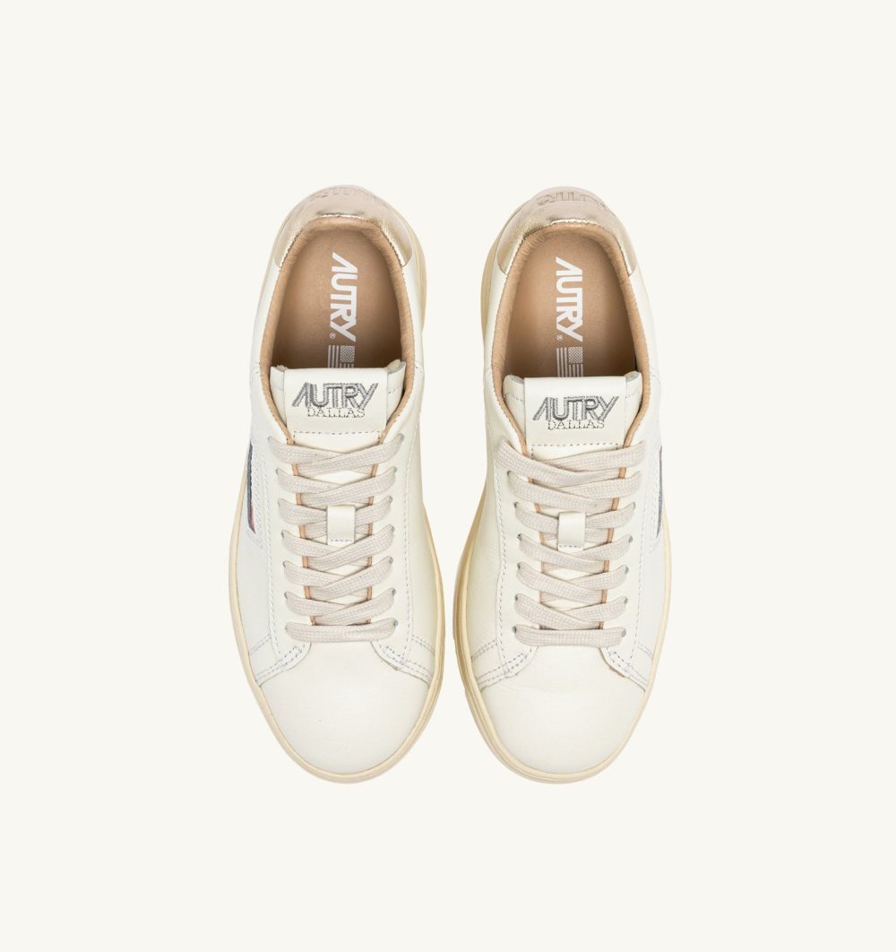 White / Gold Autry Dallas Low Sneakers Leather | HVAUCF970