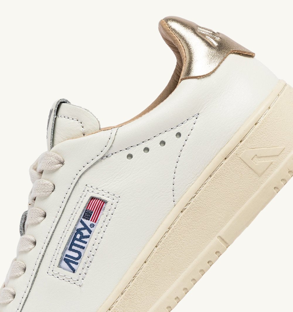 White / Gold Autry Dallas Low Sneakers Leather | HVAUCF970