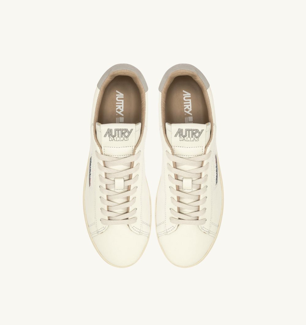 White / Grey Autry Dallas Low Sneakers Vapor Leather | QYSGHD074