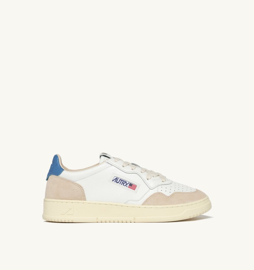 White / Light Blue Autry Medalist Low Sneakers Leather Suede | CVRIXL415