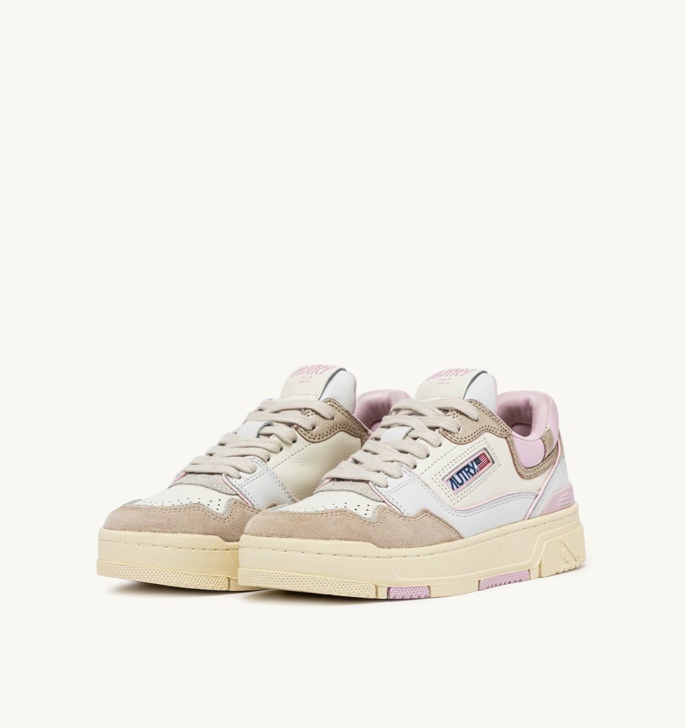 White / Pink Autry Clc Low Sneakers Leather | WXENVZ457