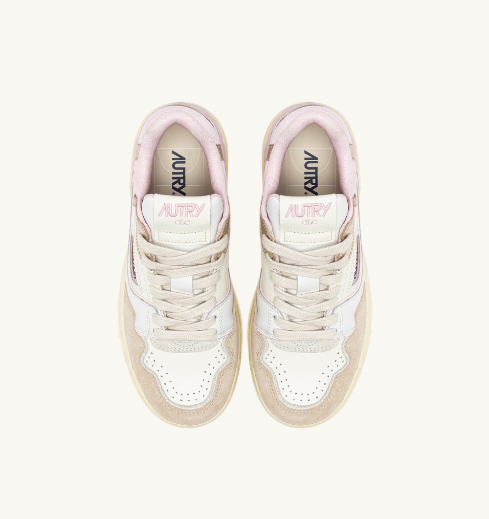 White / Pink Autry Clc Low Sneakers Leather | WXENVZ457