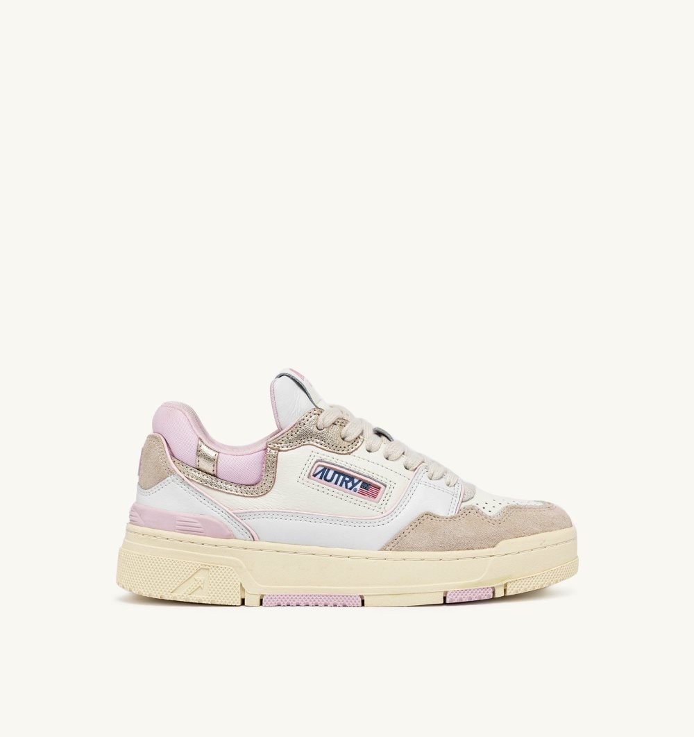 White / Pink Autry Clc Low Sneakers Leather | WXENVZ457