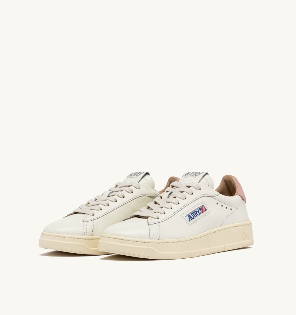 White / Pink Autry Dallas Low Sneakers Powder Leather | QOZTCE297