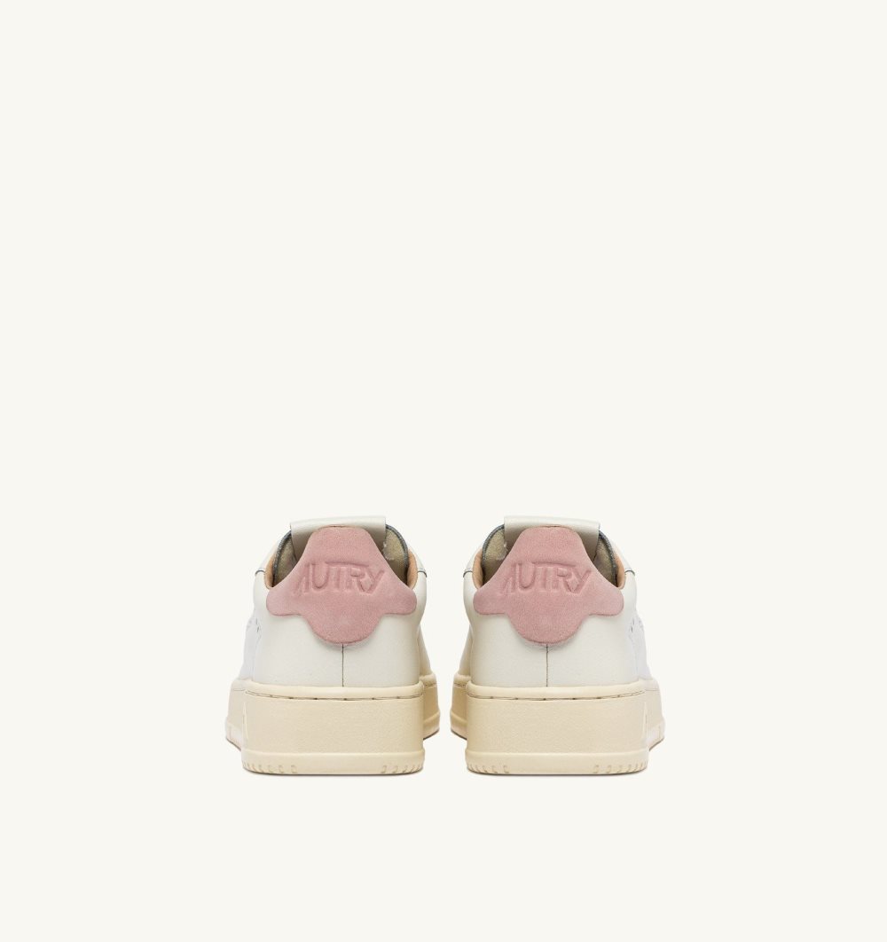 White / Pink Autry Dallas Low Sneakers Powder Leather | QOZTCE297