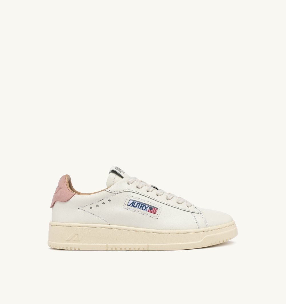 White / Pink Autry Dallas Low Sneakers Powder Leather | QOZTCE297