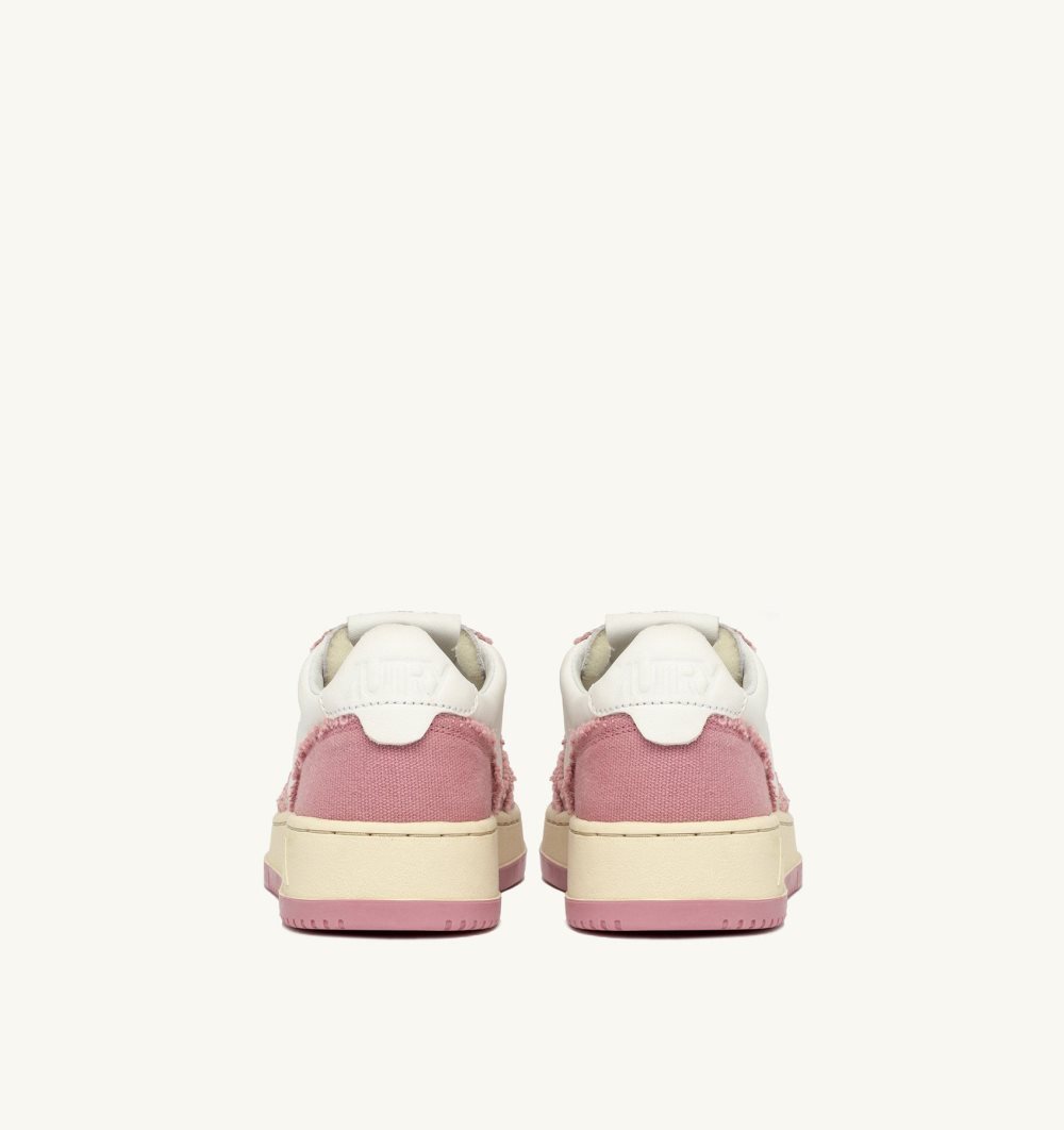 White / Pink Autry Medalist Low Sneakers Leather Canvas | RZFEAP681