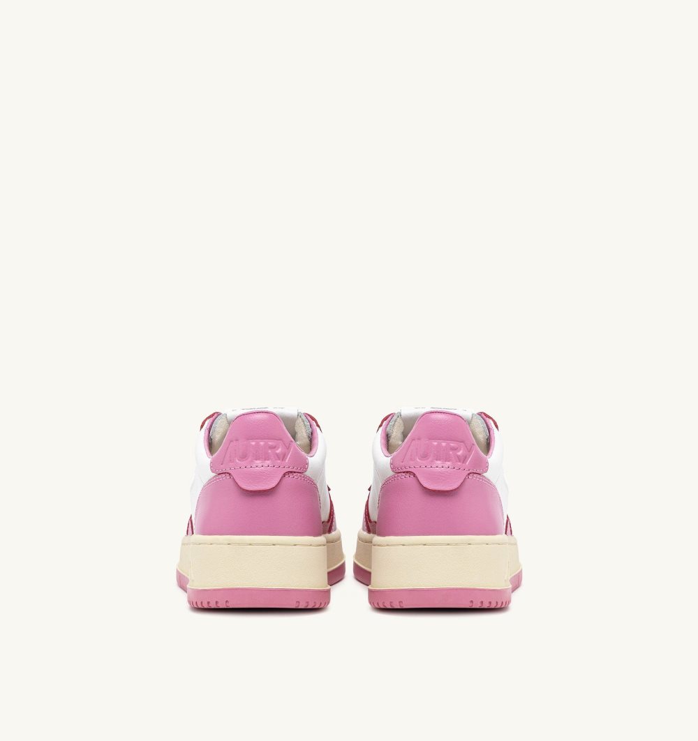 White / Pink Autry Medalist Low Sneakers Two-tone Leather | ULBYXW135