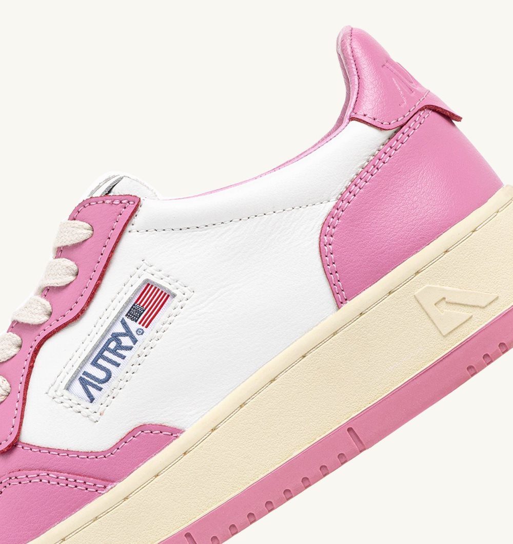 White / Pink Autry Medalist Low Sneakers Two-tone Leather | ULBYXW135