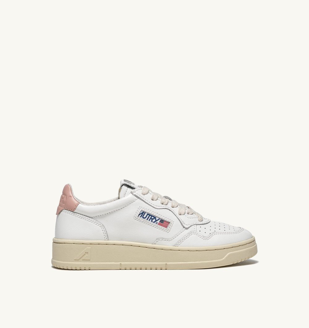 White / Pink Autry Medalist Low Sneakers Leather | XVSTQN607