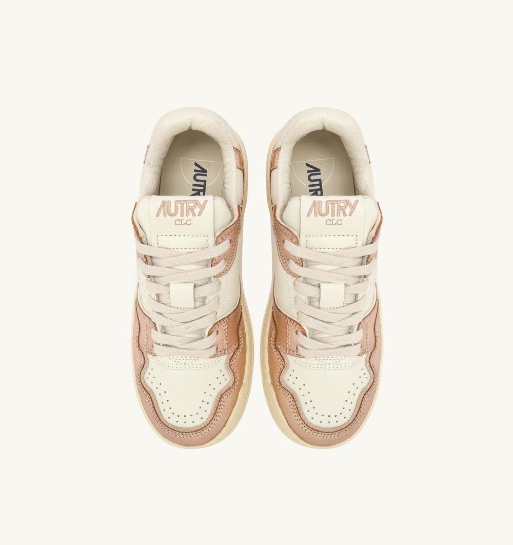 White / Pink Gold Autry Clc Low-top Sneakers Leather | DTLQJP627