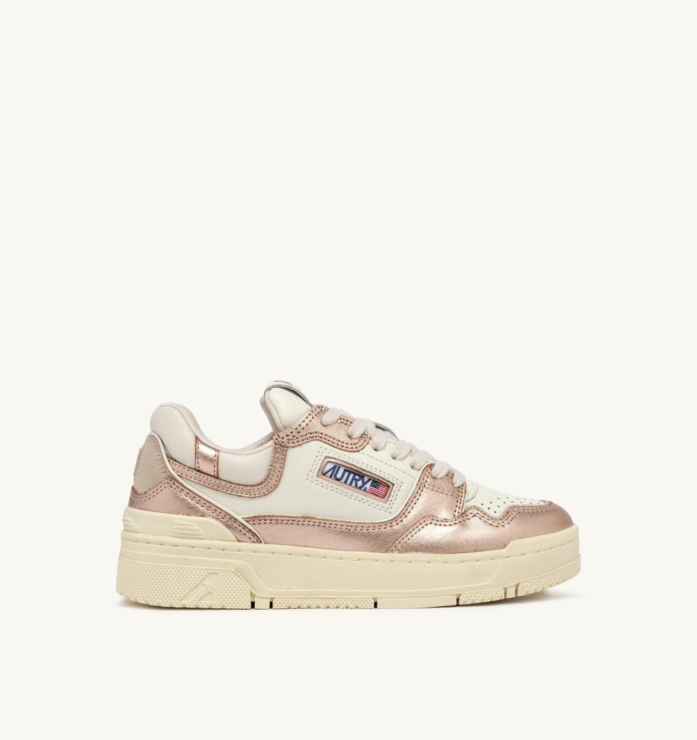 White / Pink Gold Autry Clc Low-top Sneakers Leather | DTLQJP627