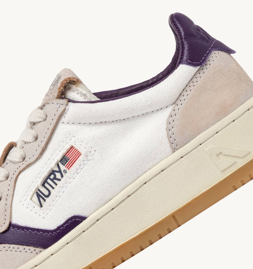 White / Purple Autry Medalist Low Sneakers Canvas Leather | GEALRN037