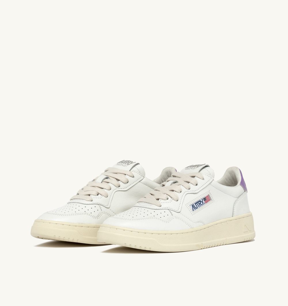 White / Purple Autry Medalist Low Sneakers Leather | OFHBXA234