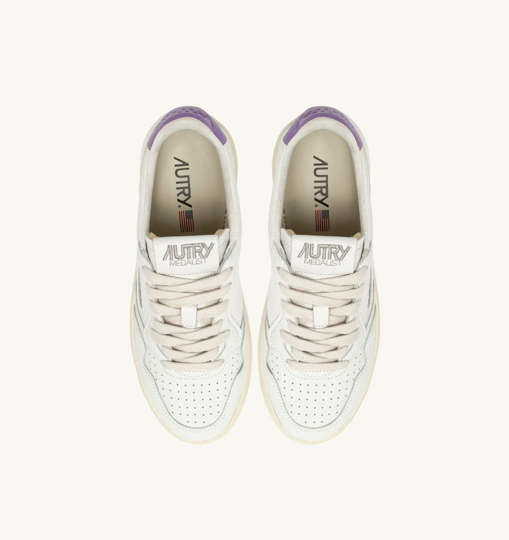 White / Purple Autry Medalist Low Sneakers Leather | OFHBXA234