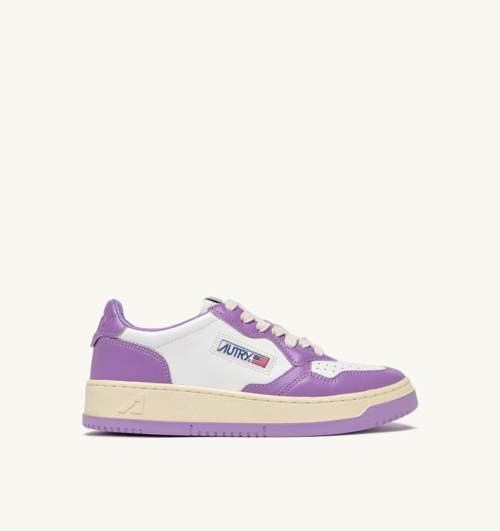 White / Purple Autry Medalist Low Sneakers Leather | QRYVLE528