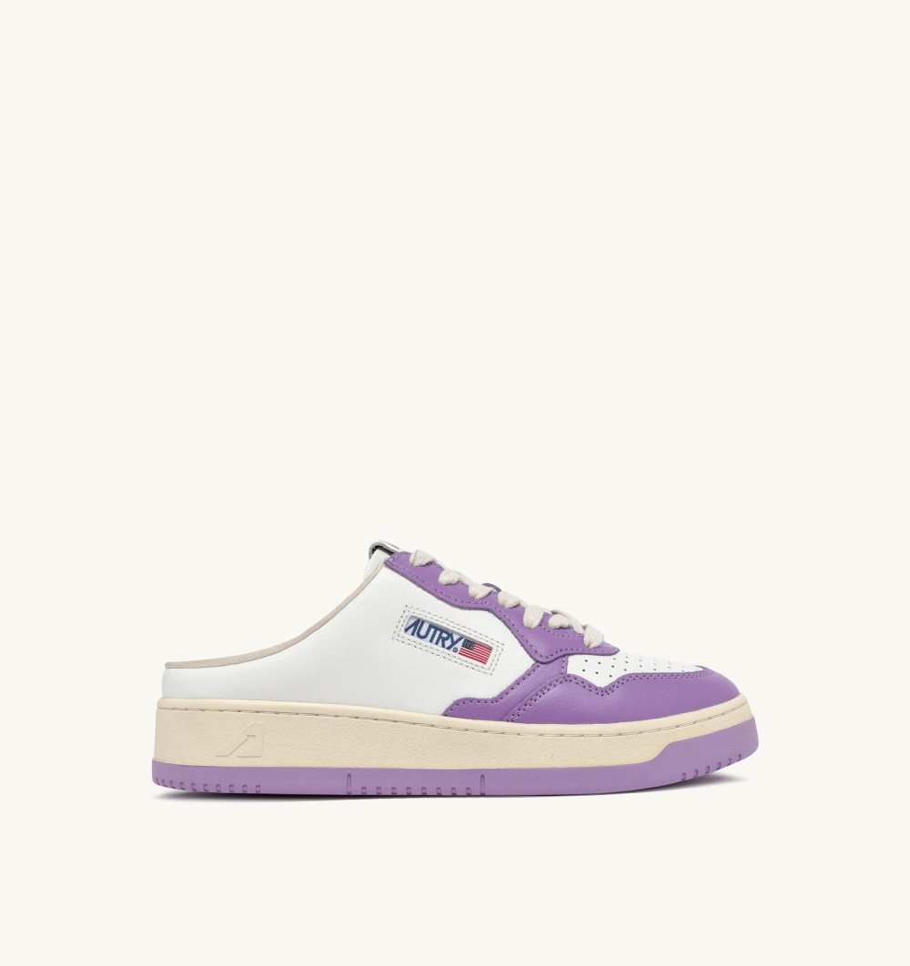 White / Purple Autry Medalist Mule Low Sneakers Leather | VIMOPB972