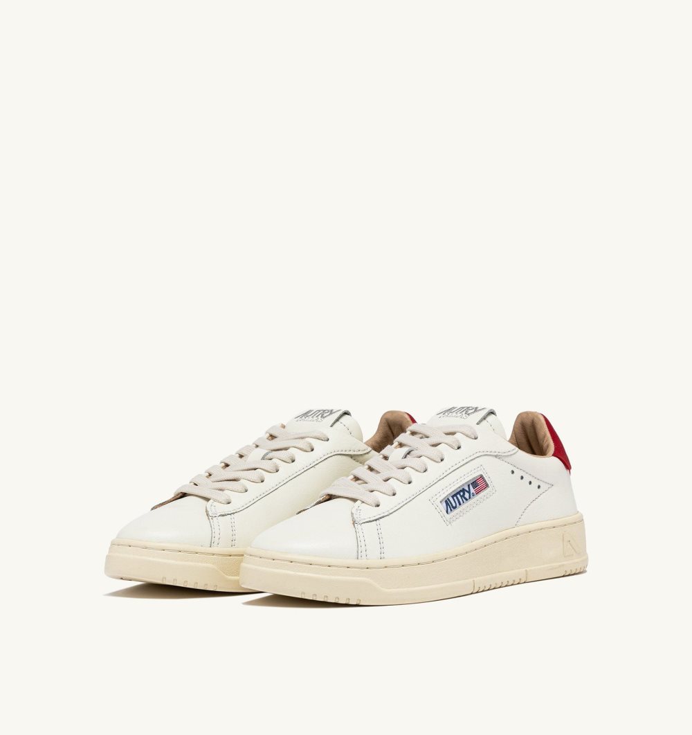 White / Red Autry Dallas Low Sneakers Leather | IJLXCT359