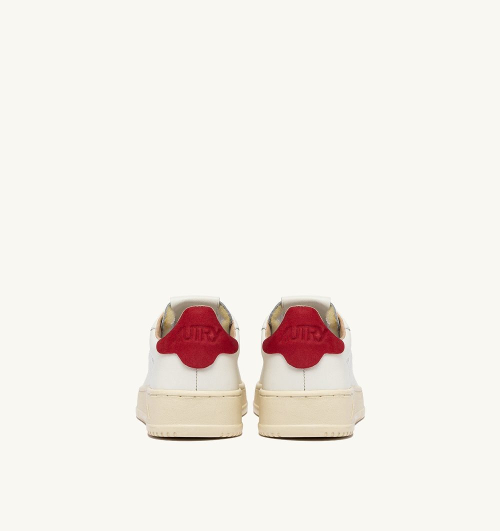 White / Red Autry Dallas Low Sneakers Leather | IJLXCT359