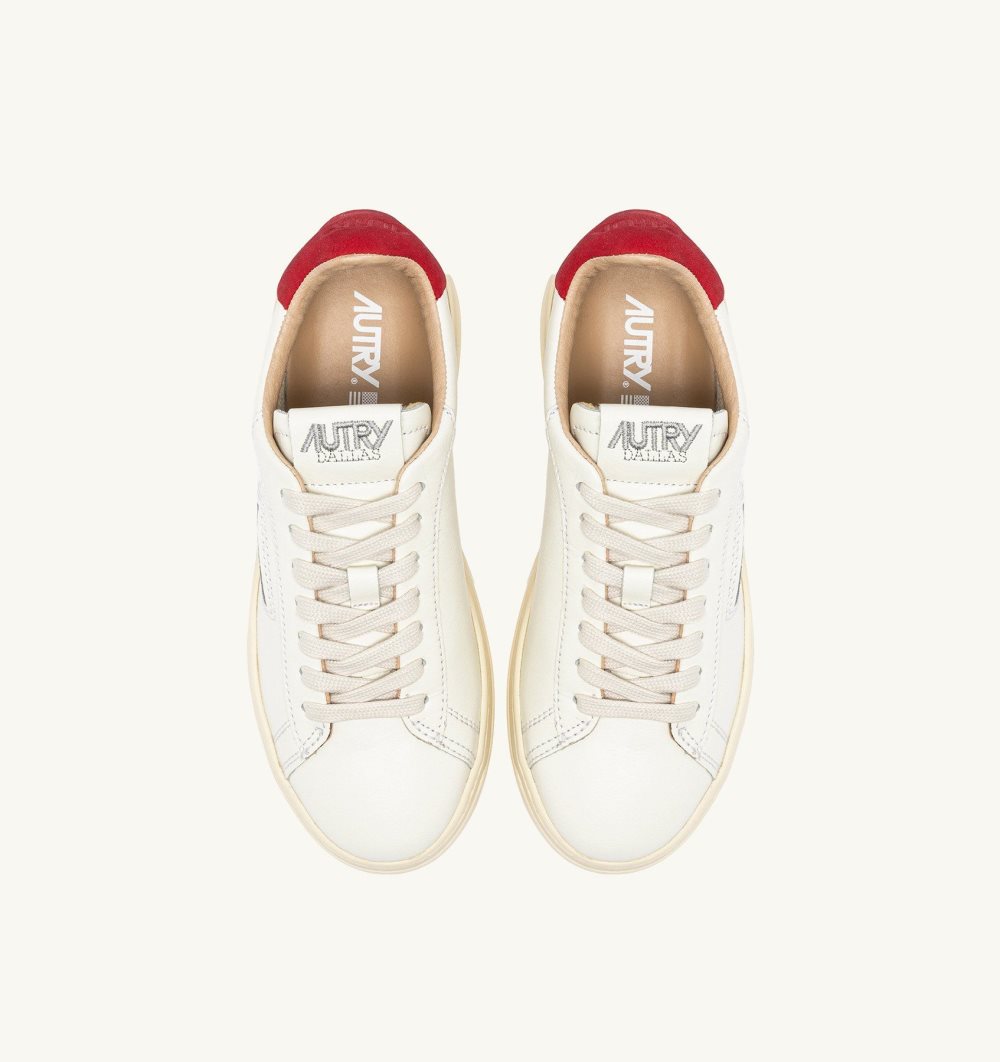 White / Red Autry Dallas Low Sneakers Leather | IJLXCT359