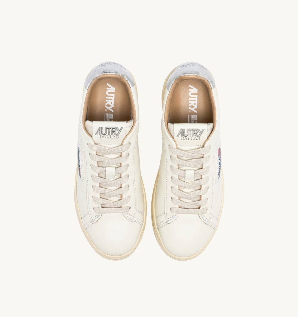 White / Silver Autry Dallas Low Sneakers Leather | ZGKWPN825