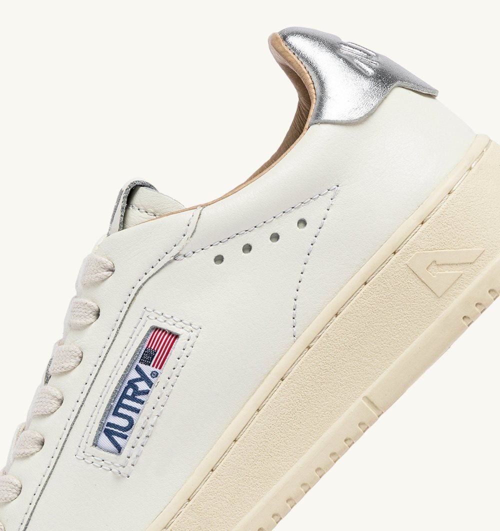 White / Silver Autry Dallas Low Sneakers Leather | ZGKWPN825