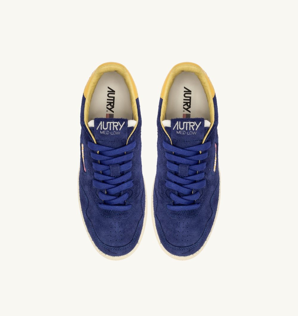 Yellow / Blue Autry New Flat Low Sneakers Lanzuli Dandelion Suede | PZKOBH692