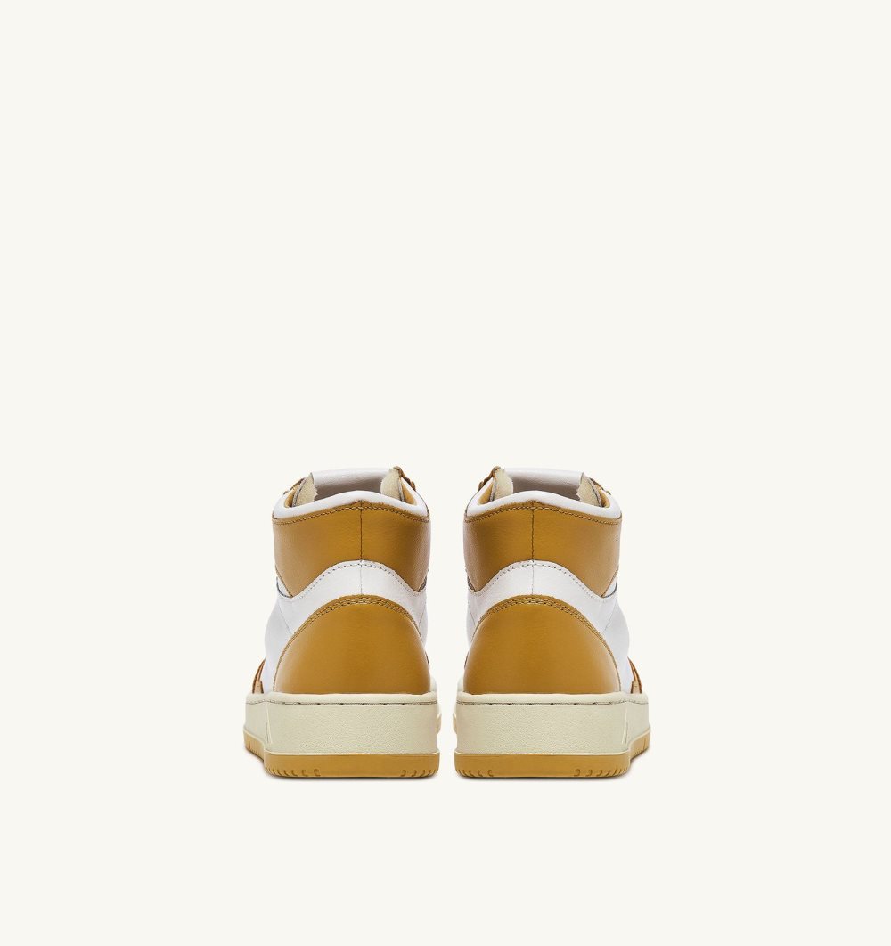 Yellow / White Autry Medalist Mid Sneakers Yellow Leather | DLOJBW124